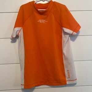 Boys Orange UV Protection Swim Shirt Surfing Shirt Rash guard Short Sleeve